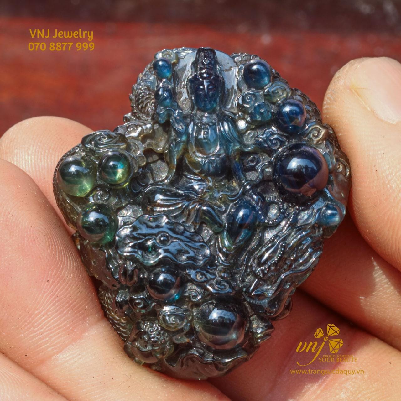 Tượng Quan Âm - Rồng Ngậm Châu - Sapphire Thiên Nhiên MTS15 - Ảnh 6