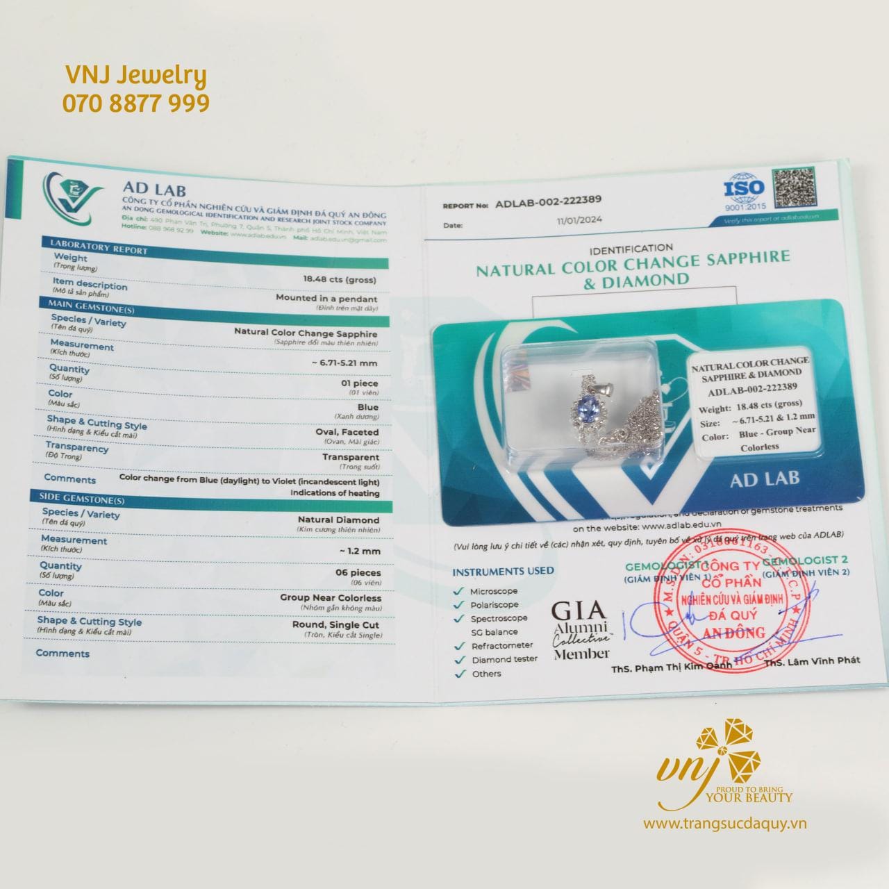 Mặt Dây Chuyền Đá Sapphire Xanh Đổi Màu MDS23 - Ảnh 8