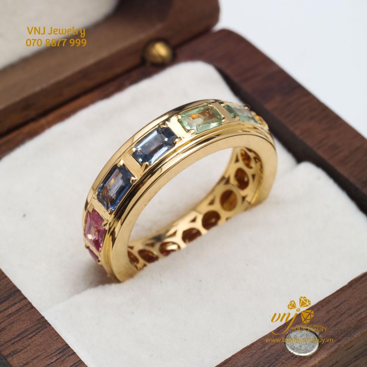 Nhẫn Rainbow Unisex Sapphire Đa Sắc NWS25