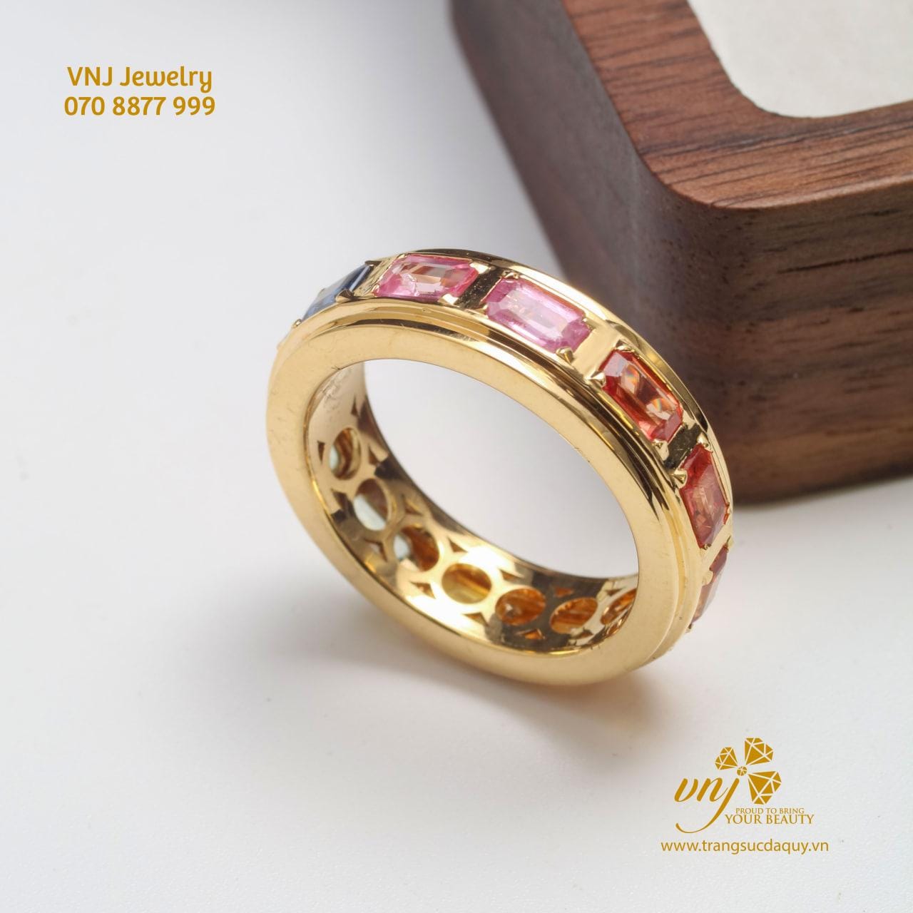 Nhẫn Rainbow Unisex Sapphire Đa Sắc NWS25