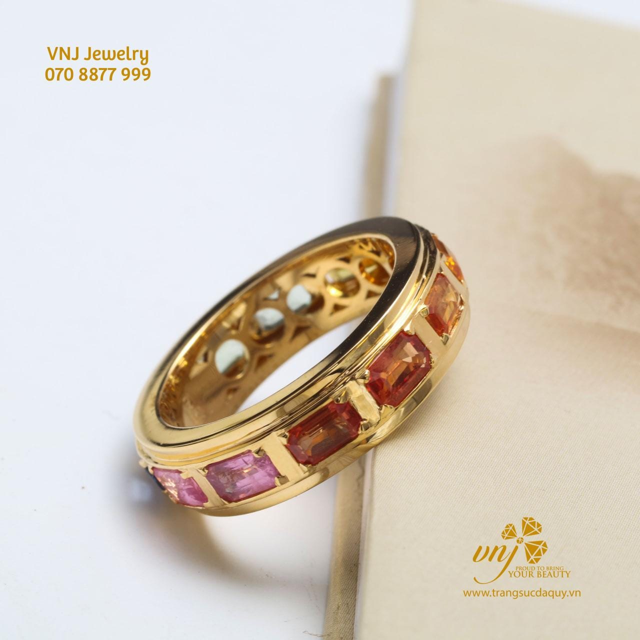 Nhẫn Rainbow Unisex Sapphire Đa Sắc NWS25