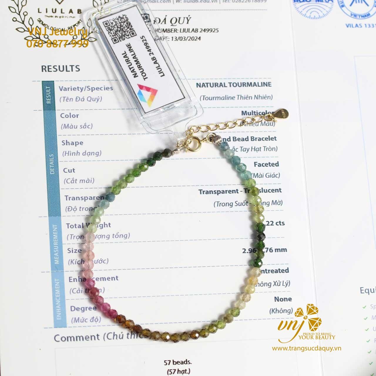 Chuỗi Tourmaline Đa Sắc Mài Giác VDTM3
