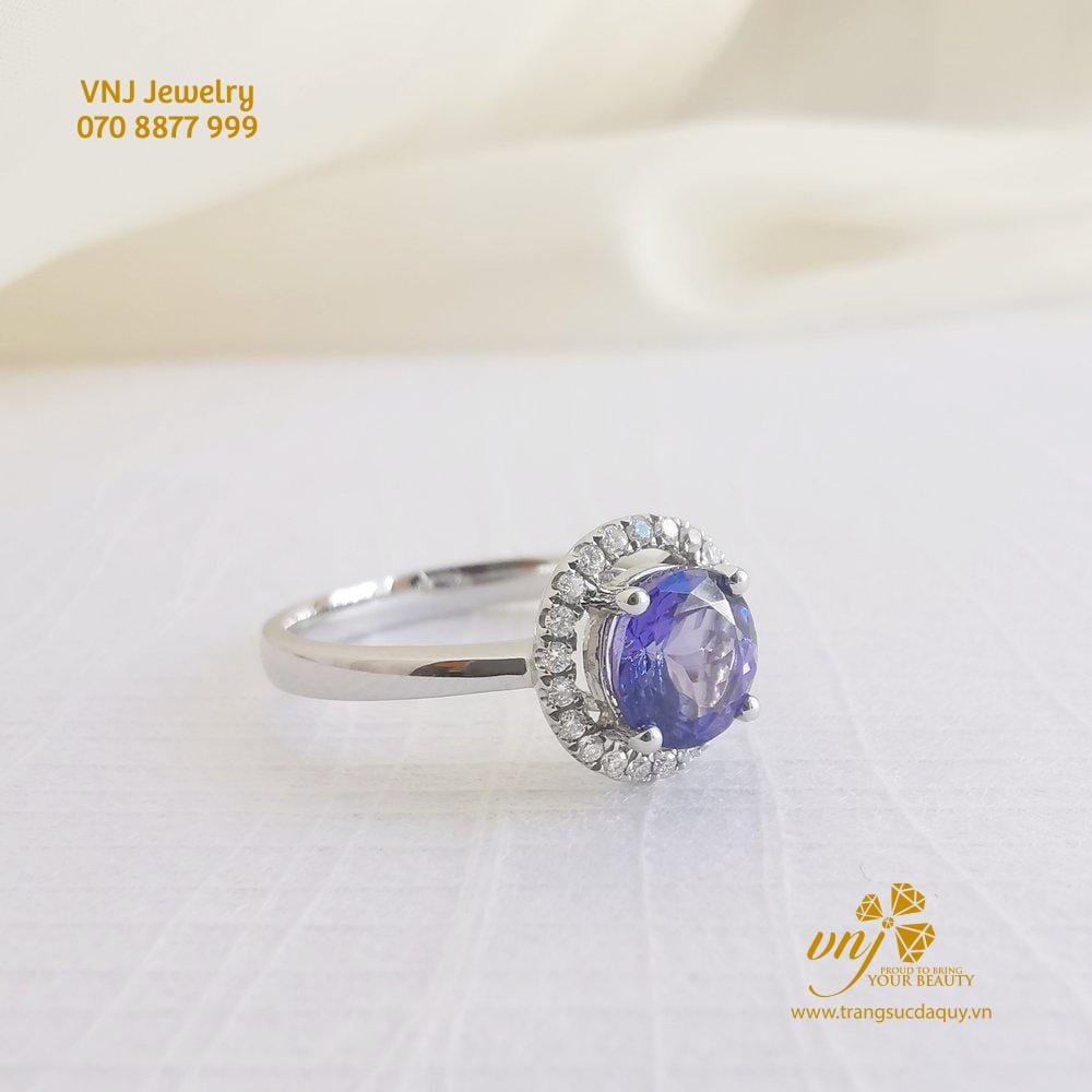 Nhẫn Halo Đá Tanzanite Cắt Tròn NWTZ3