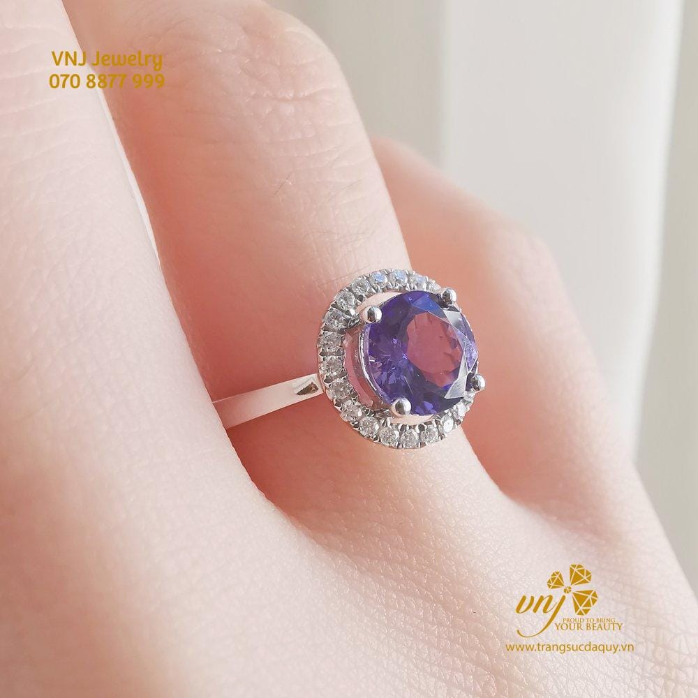 Nhẫn Halo Đá Tanzanite Cắt Tròn NWTZ3 - Ảnh 3