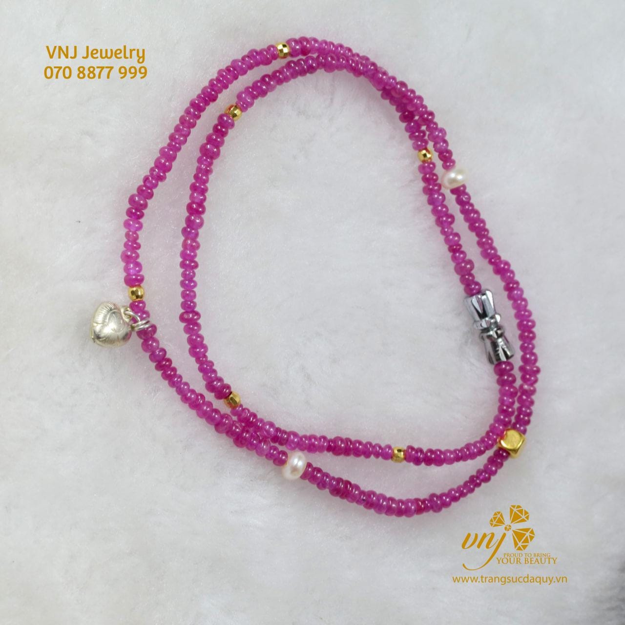 Chuỗi Vòng Ruby Mix Charm Vàng 24K VCR16