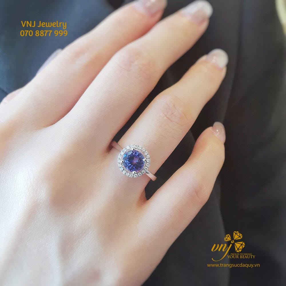 Nhẫn Halo Đá Tanzanite Cắt Tròn NWTZ3