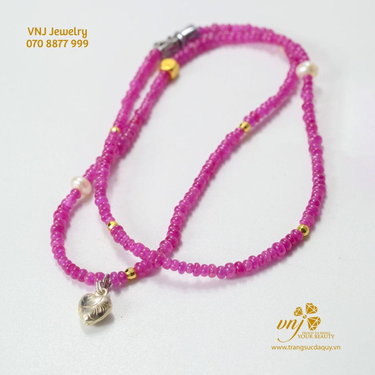 Chuỗi Vòng Ruby Mix Charm Vàng 24K VCR16