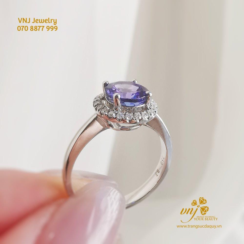 Nhẫn Halo Đá Tanzanite Cắt Tròn NWTZ3
