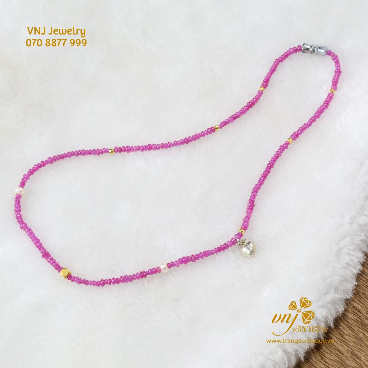 Chuỗi Vòng Ruby Mix Charm Vàng 24K VCR16