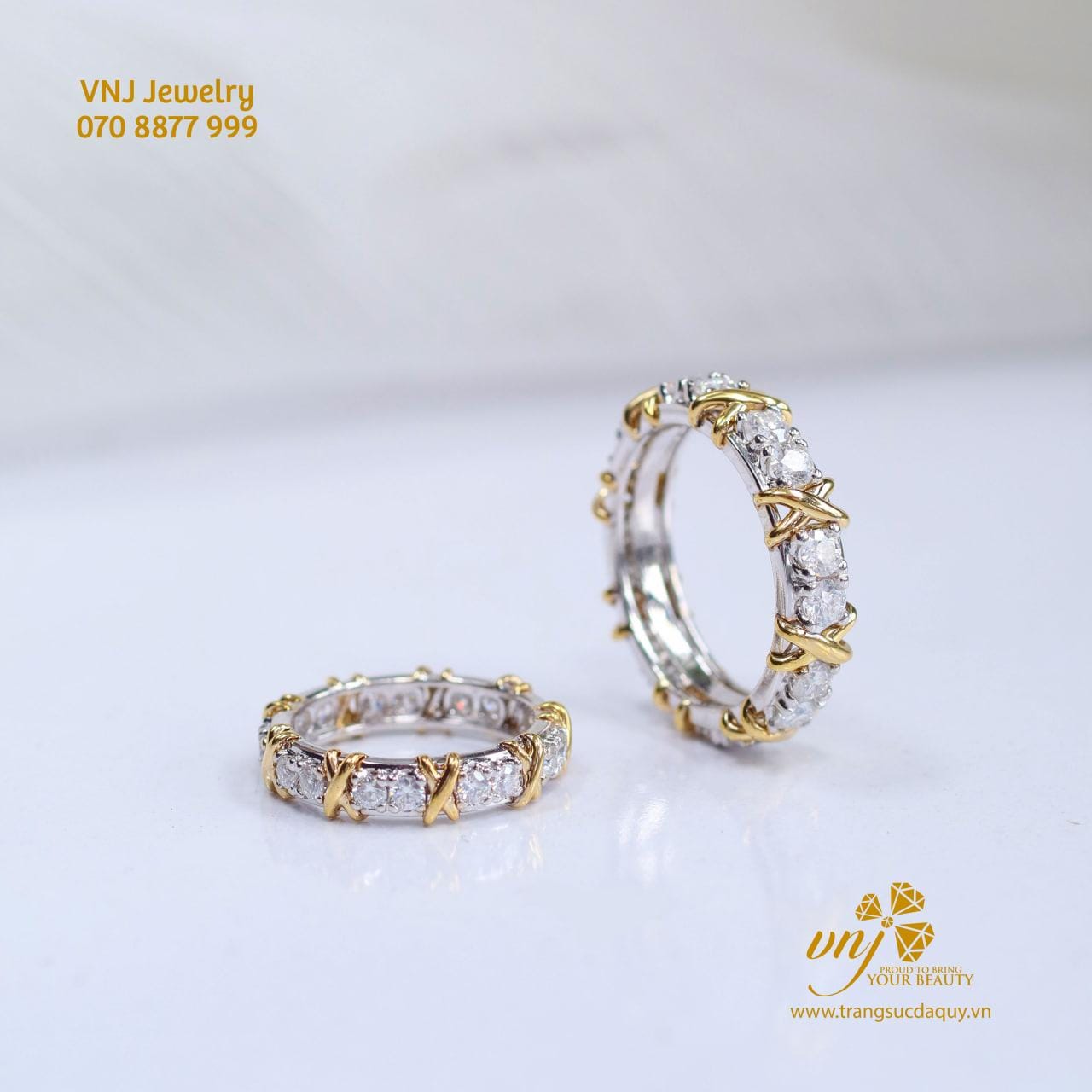 Nhẫn Cưới Vintage Vàng 2 Màu NC68