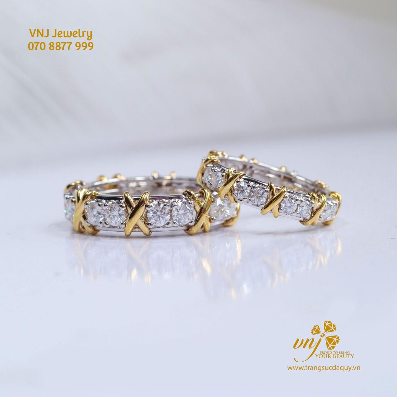 Nhẫn Cưới Vintage Vàng 2 Màu NC68