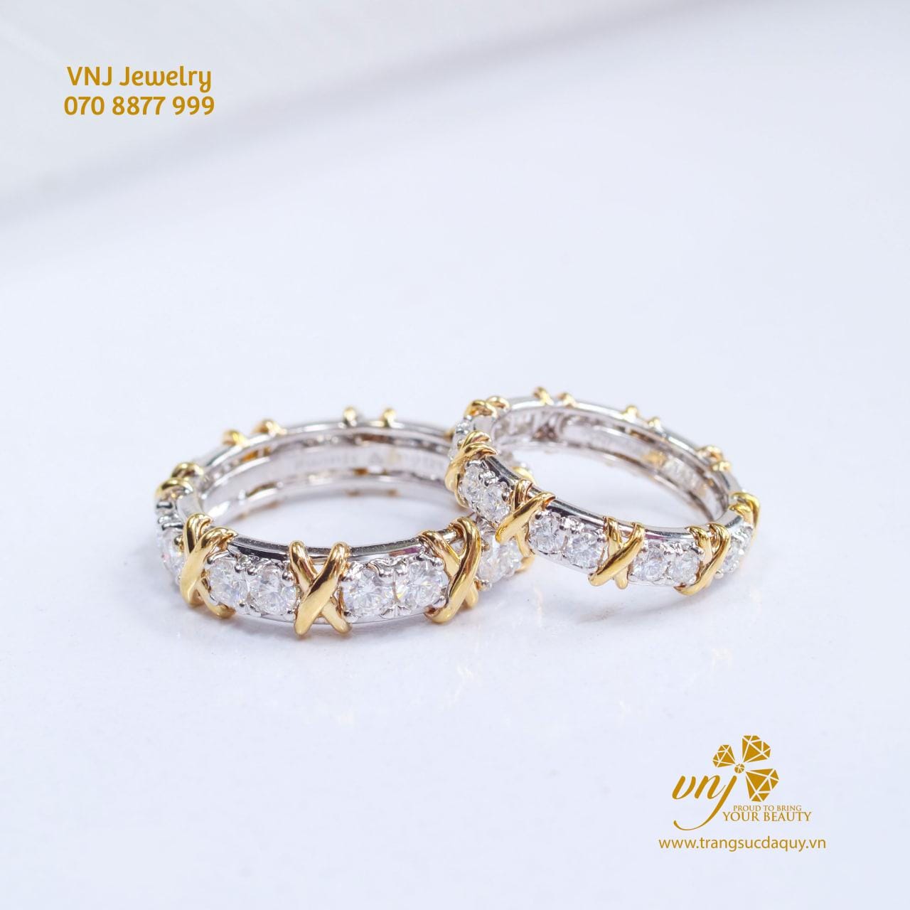 Nhẫn Cưới Vintage Vàng 2 Màu NC68