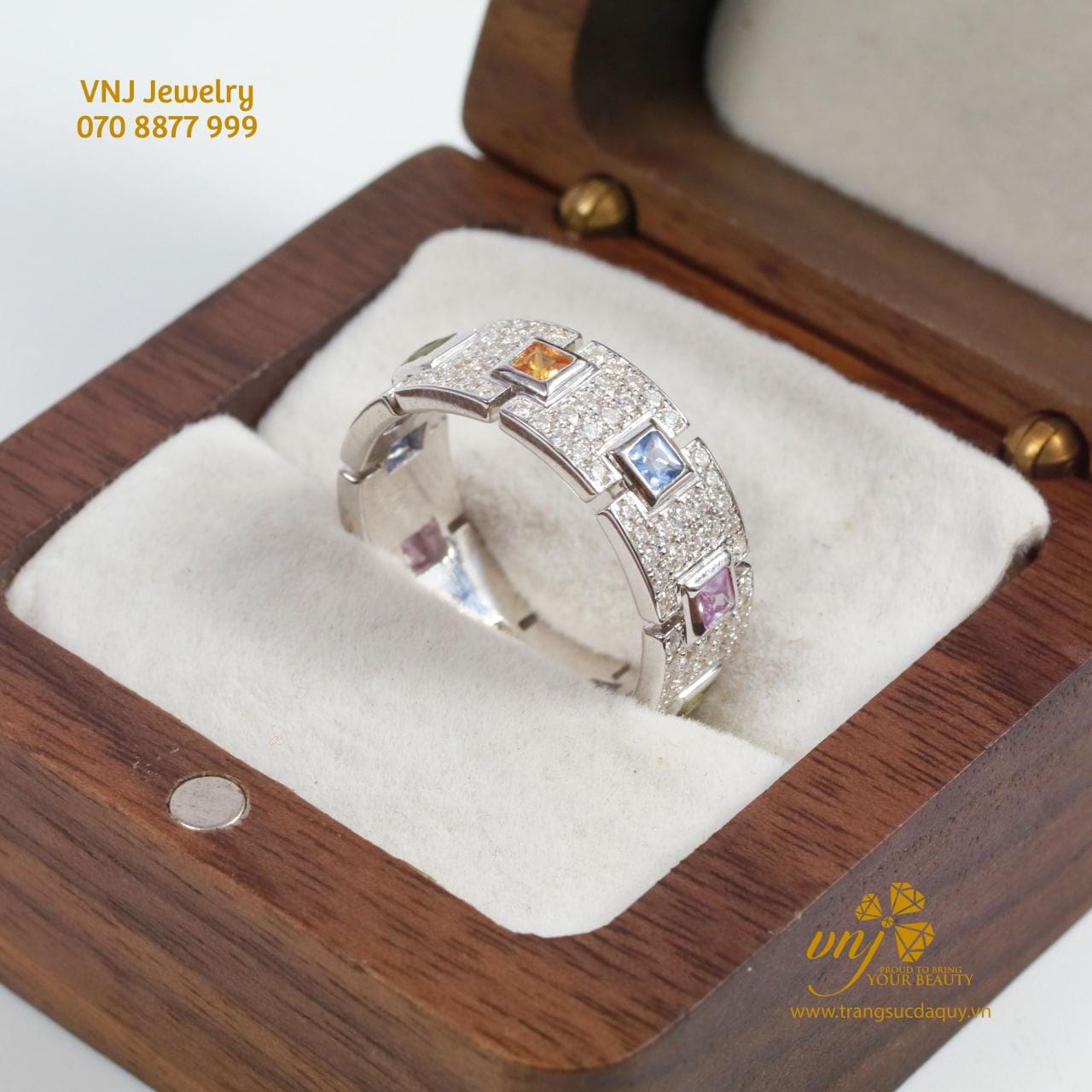 Nhẫn Rainbow Sapphire Đa Sắc Unisex NWS26