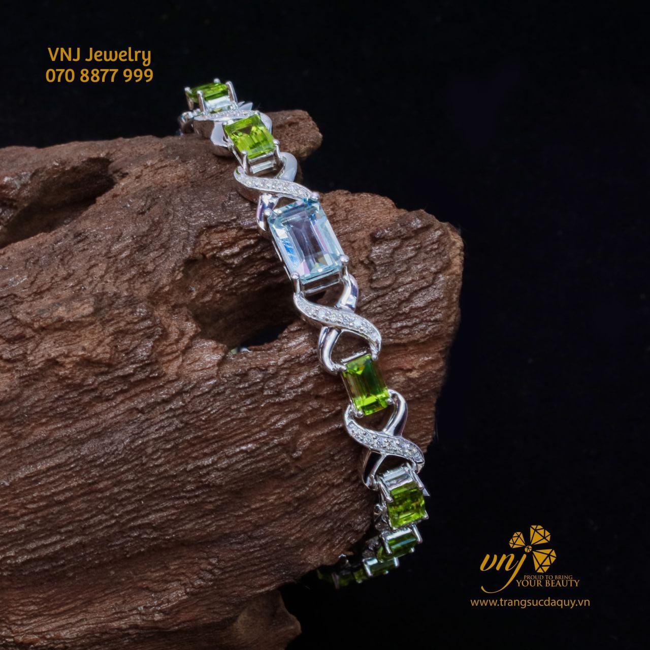 Lắc Tay Peridot Mix Topaz Xanh LTT4