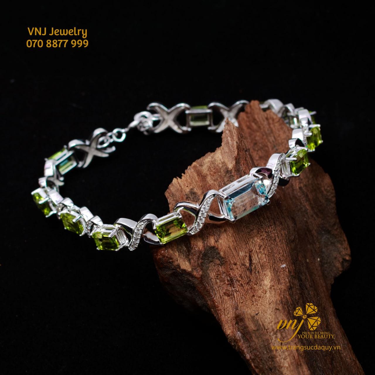 Lắc Tay Peridot Mix Topaz Xanh LTT4