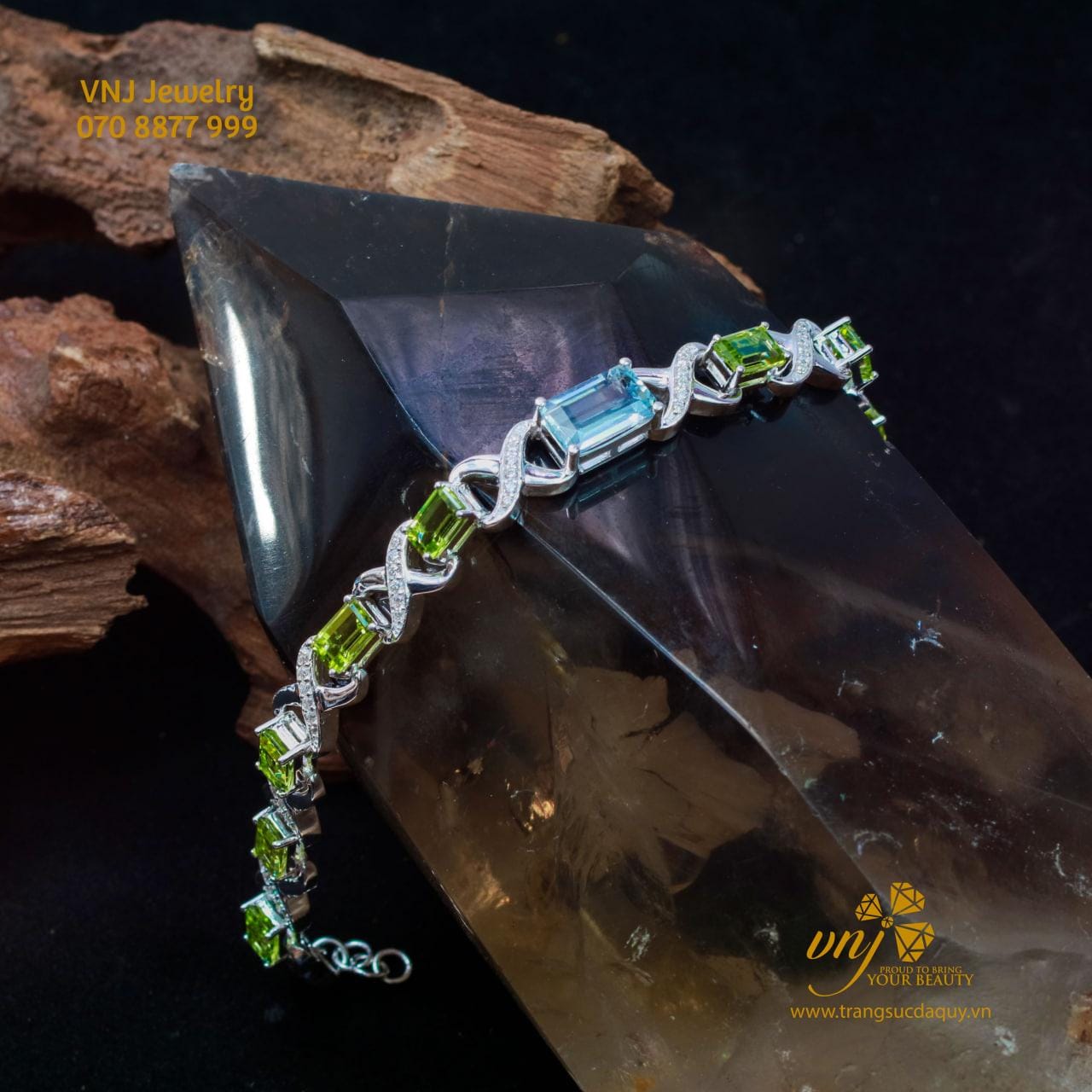 Lắc Tay Peridot Mix Topaz Xanh LTT4