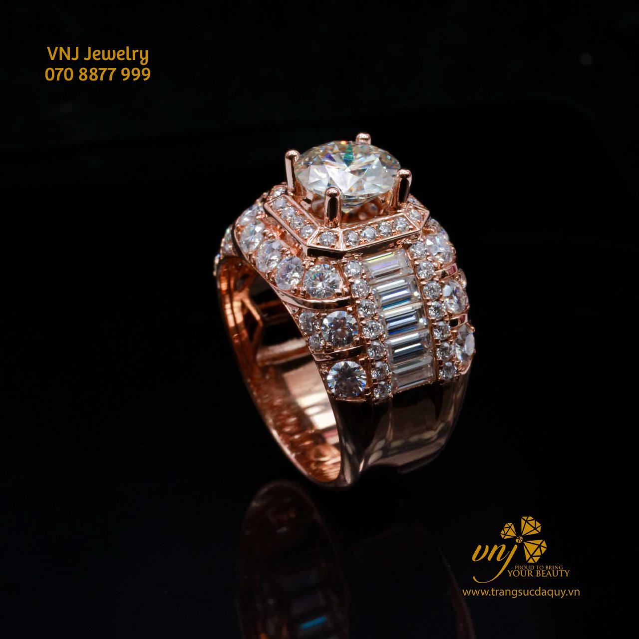 Nhẫn Vàng Hồng Mix Full Kim NM91