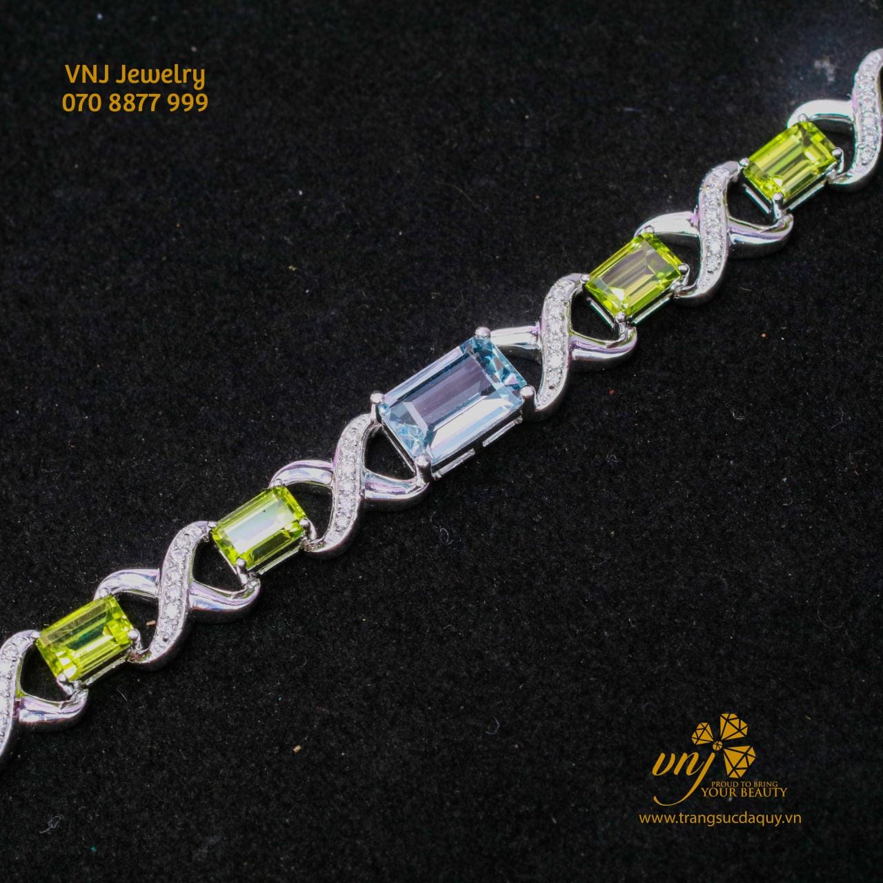 Lắc Tay Peridot Mix Topaz Xanh LTT4