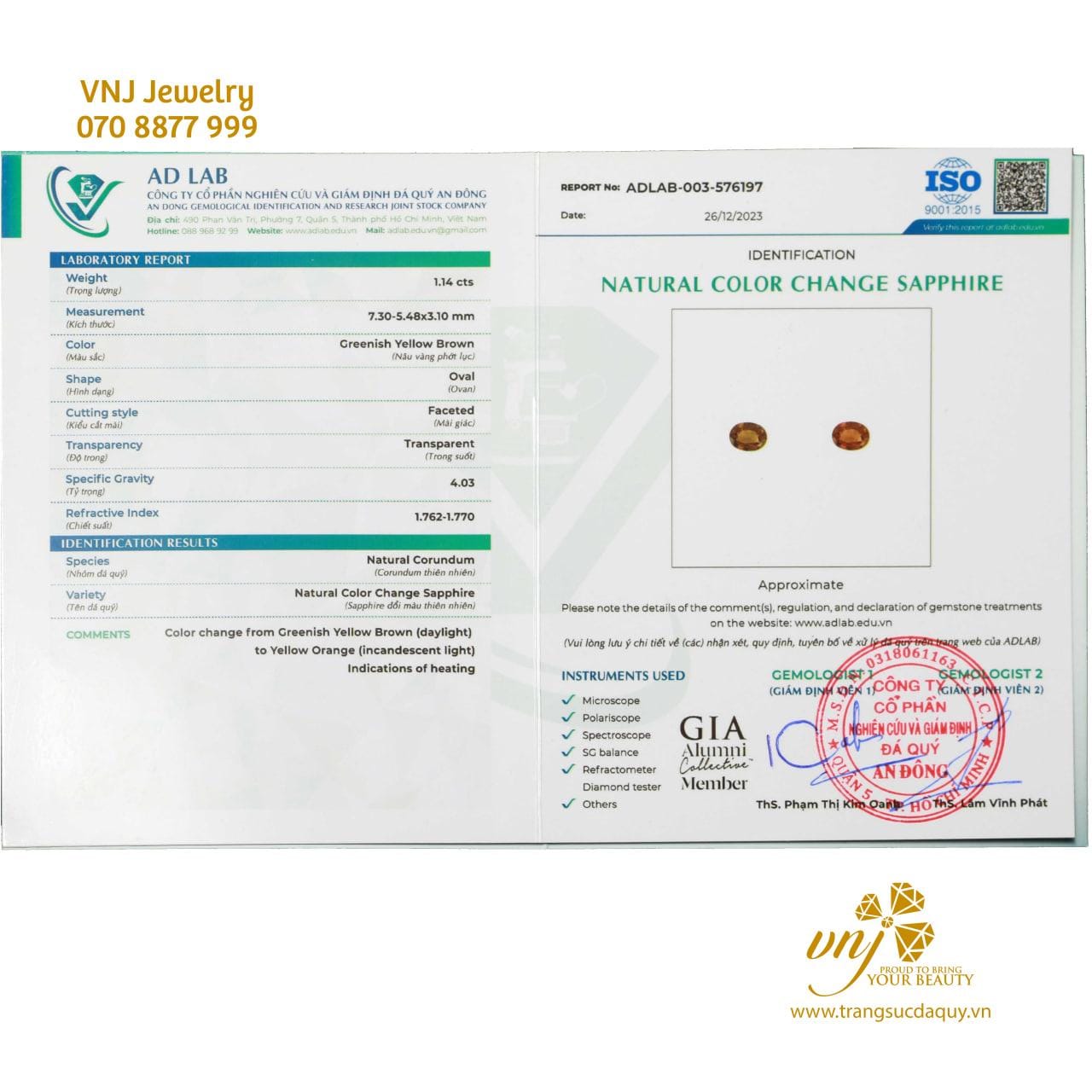 Sapphire Đổi Màu Thiên Nhiên VJS120