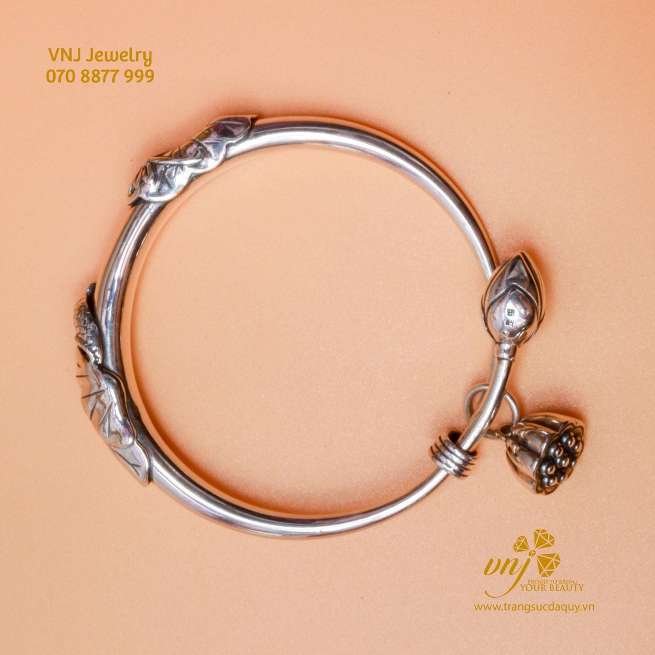 Vòng Tay Hoa Sen Bạc