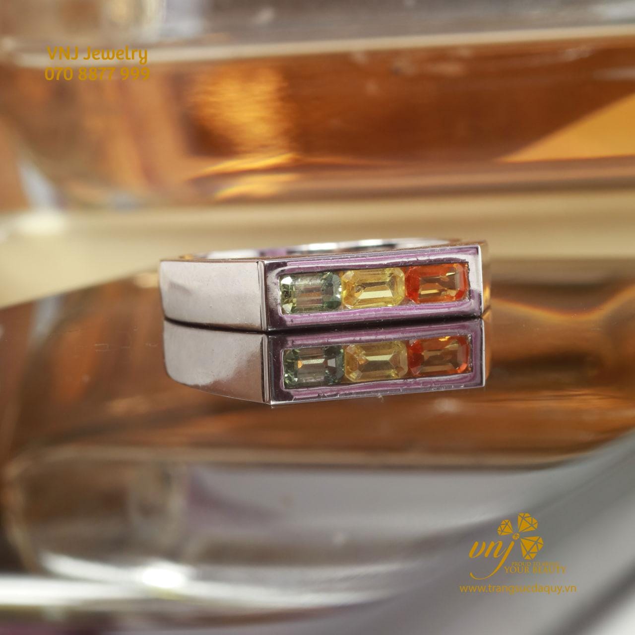 Nhẫn Rainbow Sapphire Đa Sắc NM90