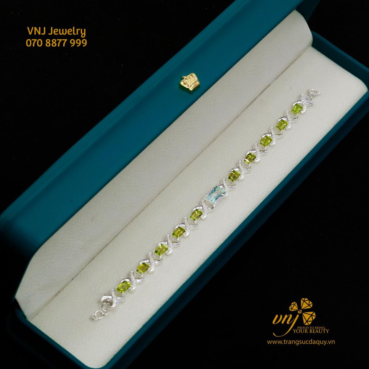 Lắc Tay Peridot Mix Topaz Xanh LTT4