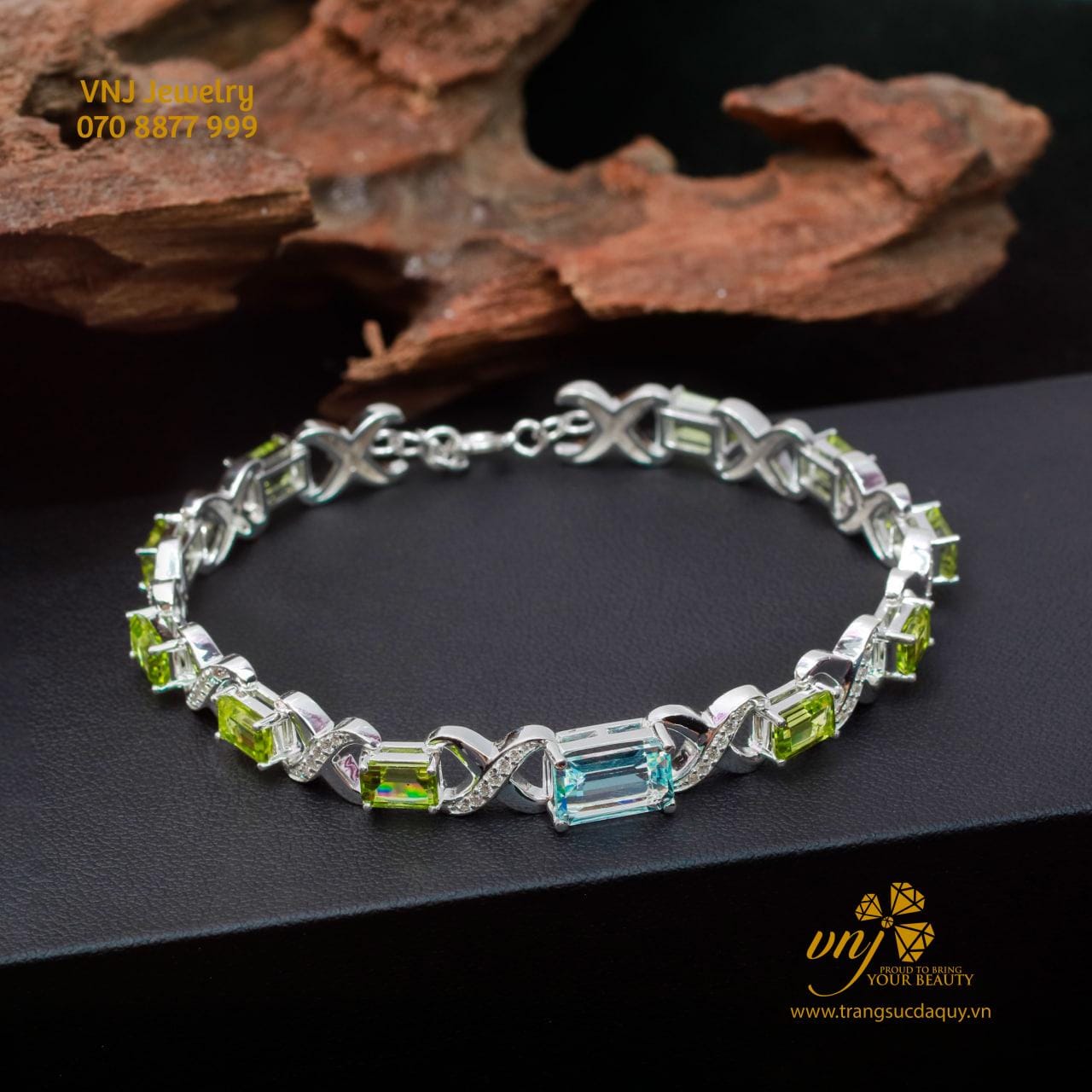 Lắc Tay Peridot Mix Topaz Xanh LTT4