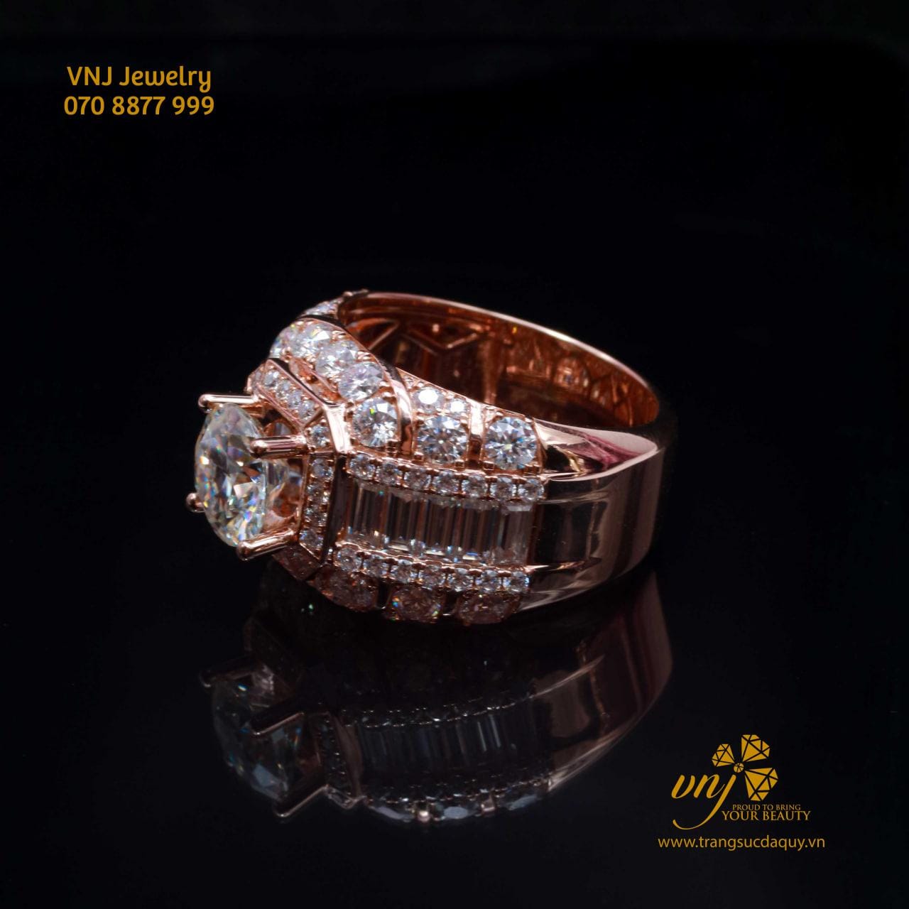 Nhẫn Vàng Hồng Mix Full Kim NM91