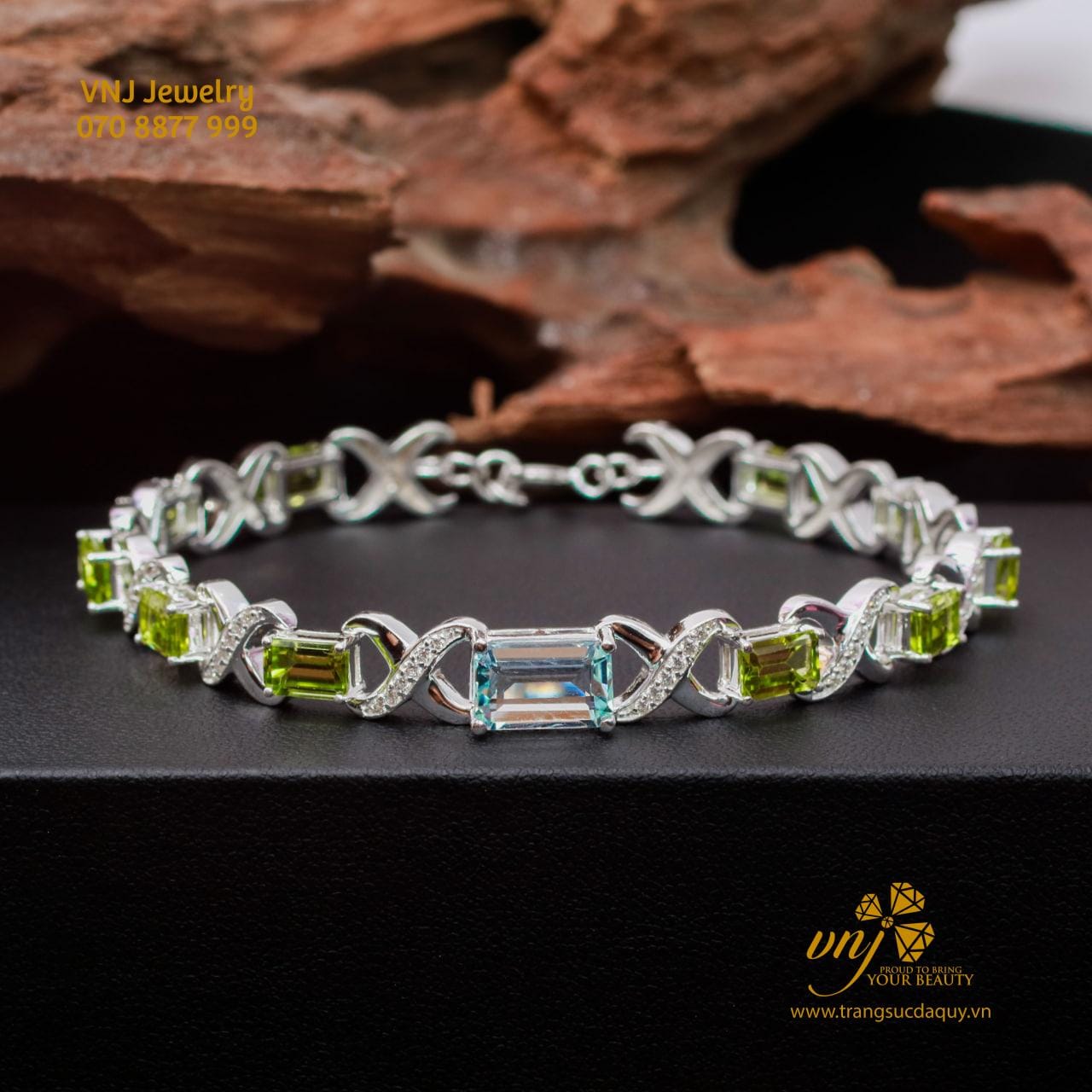 Lắc Tay Peridot Mix Topaz Xanh LTT4