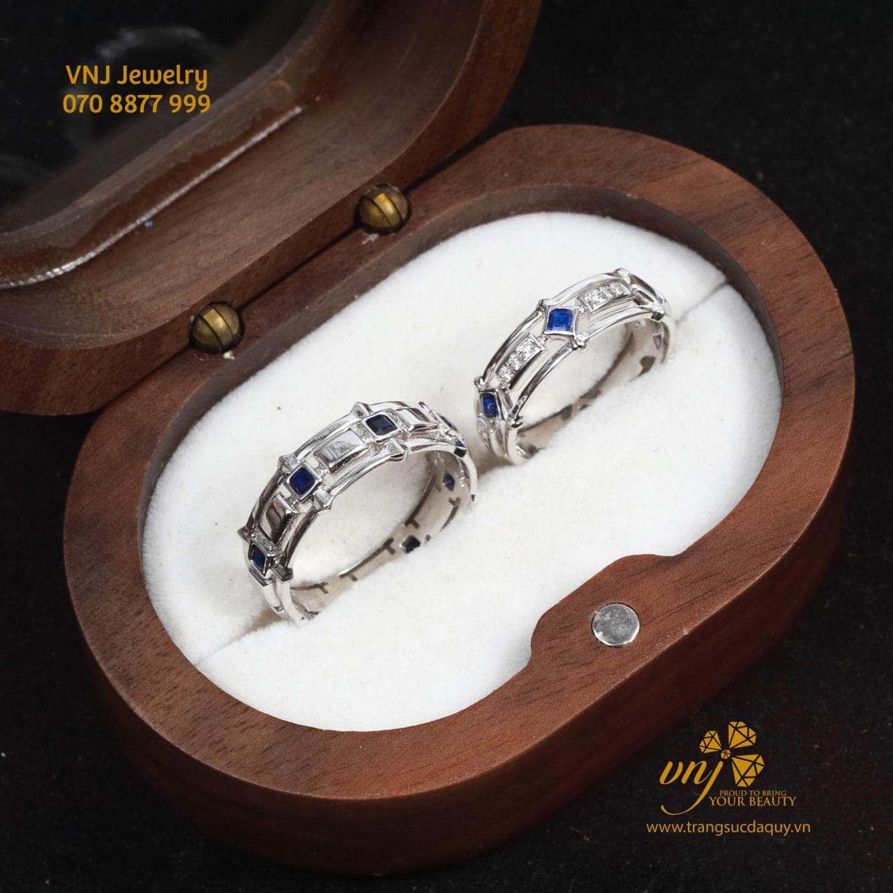 Nhẫn Cưới Sapphire Xanh NM70