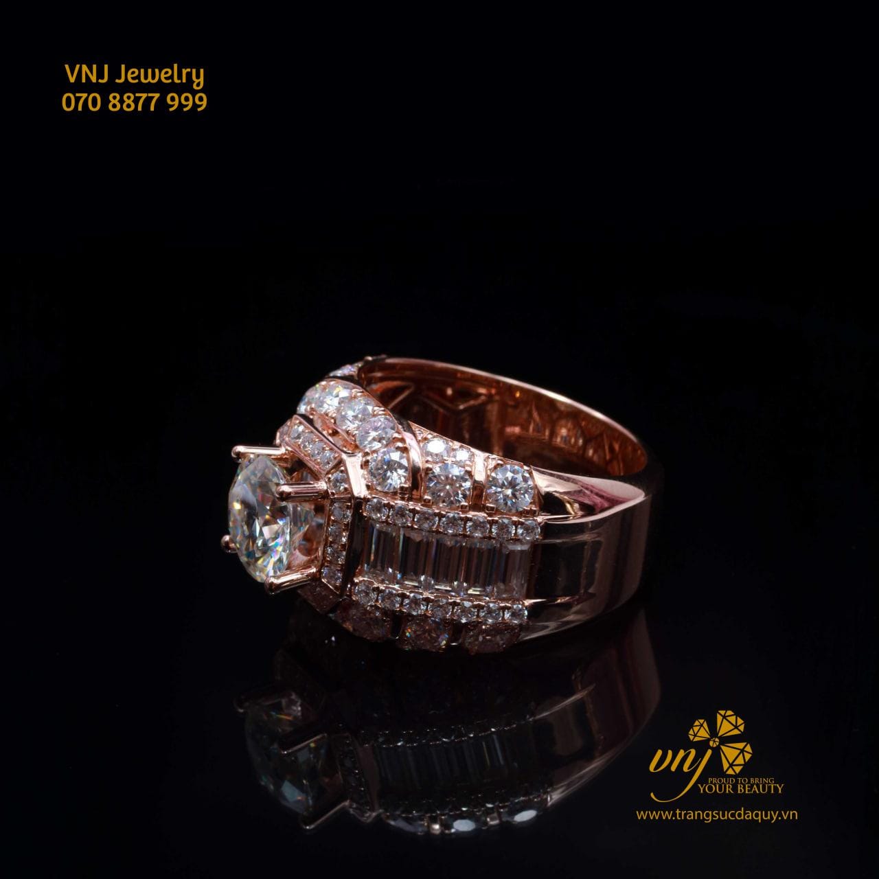 Nhẫn Vàng Hồng Mix Full Kim NM91
