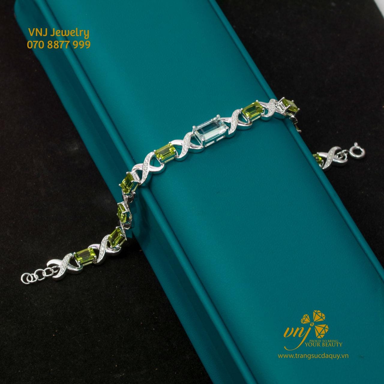 Lắc Tay Peridot Mix Topaz Xanh LTT4