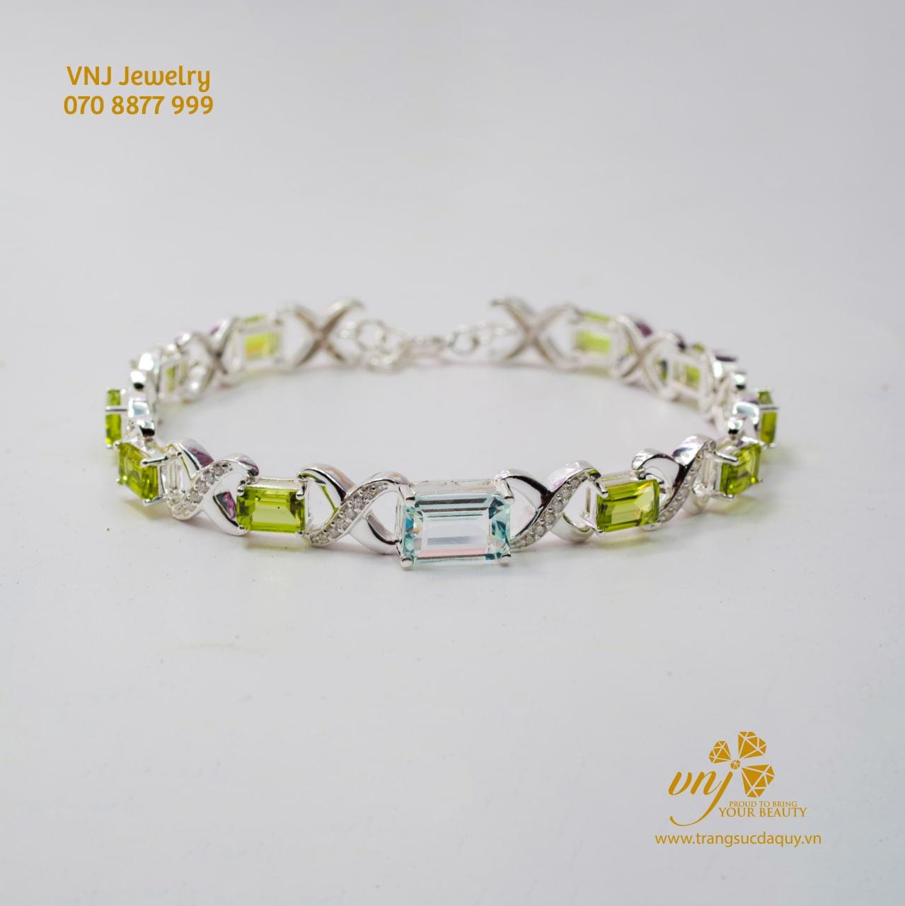 Lắc Tay Peridot Mix Topaz Xanh LTT4