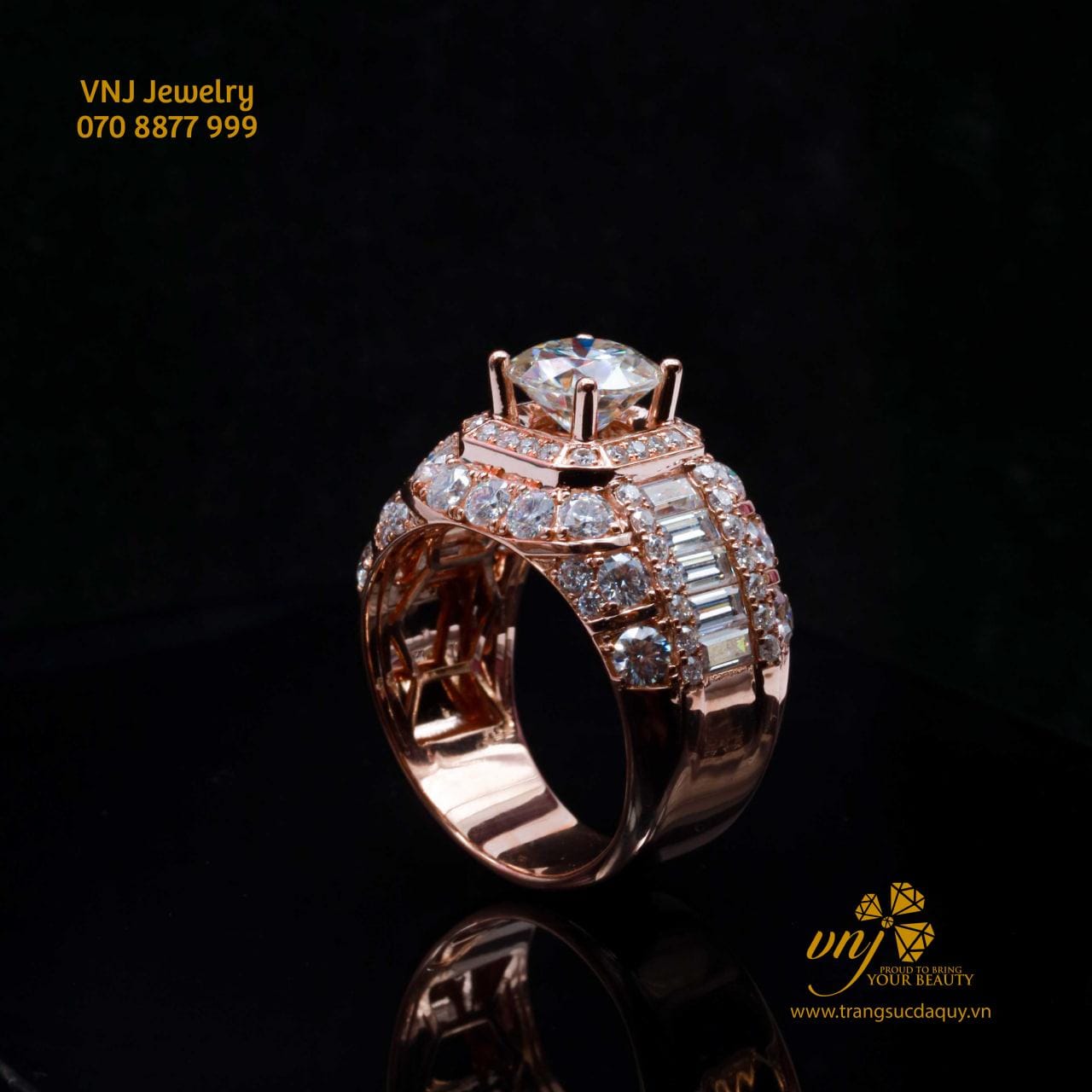 Nhẫn Vàng Hồng Mix Full Kim NM91