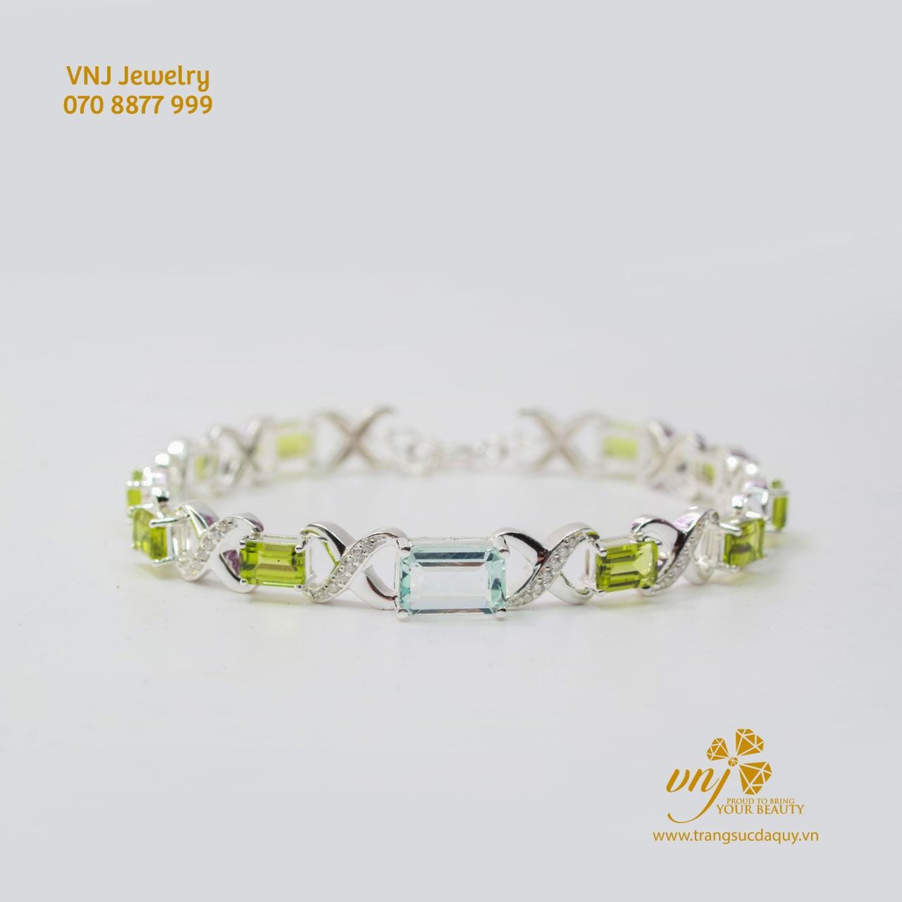 Lắc Tay Peridot Mix Topaz Xanh LTT4