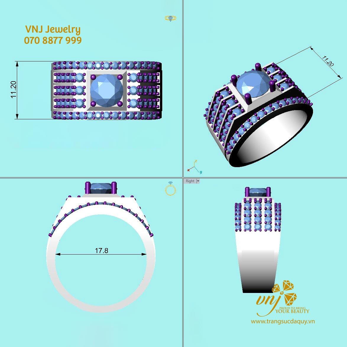 Nhẫn Full Moissanite Nm92