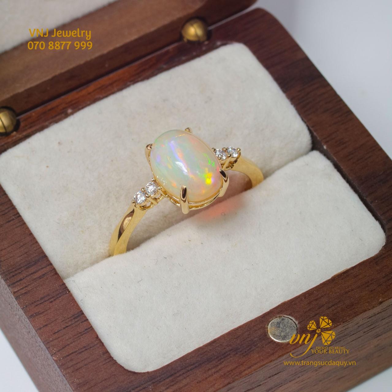 Nhẫn Nữ đá Opal Lửa Thiên Nhiên (3)