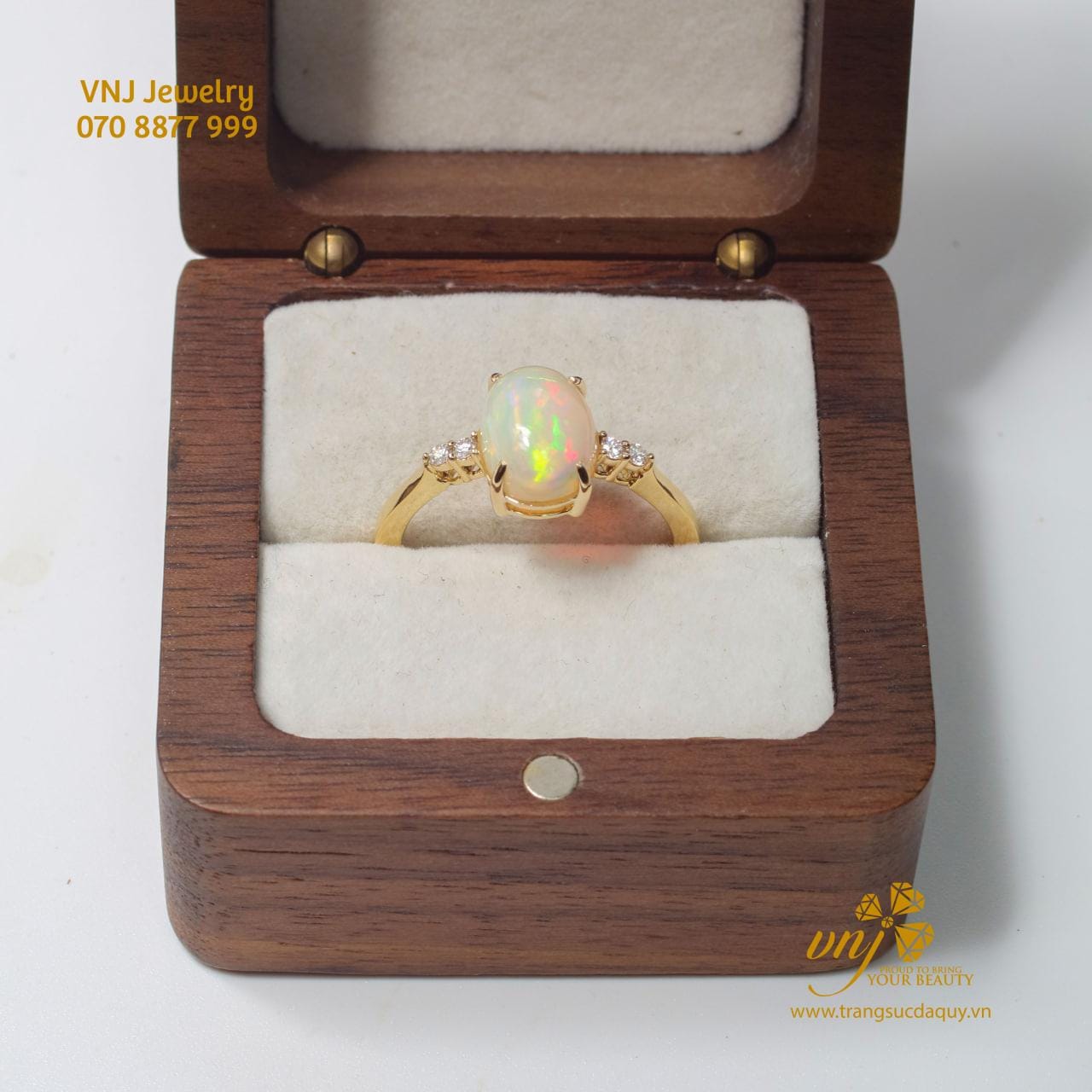 Nhẫn Nữ đá Opal Lửa Thiên Nhiên
