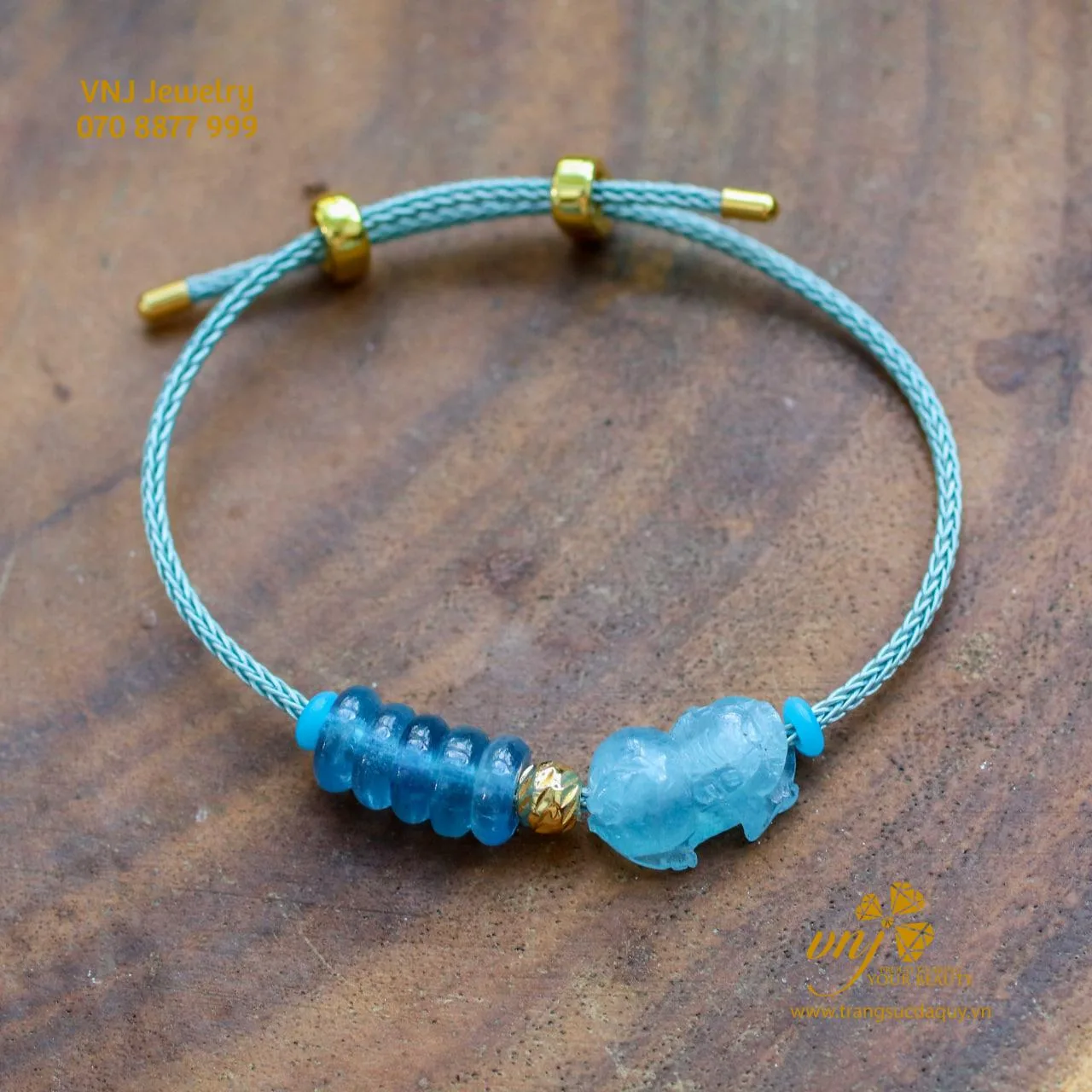 Vòng Tay Tỳ Hưu Mix Đồng Điếu Aquamarine (2)