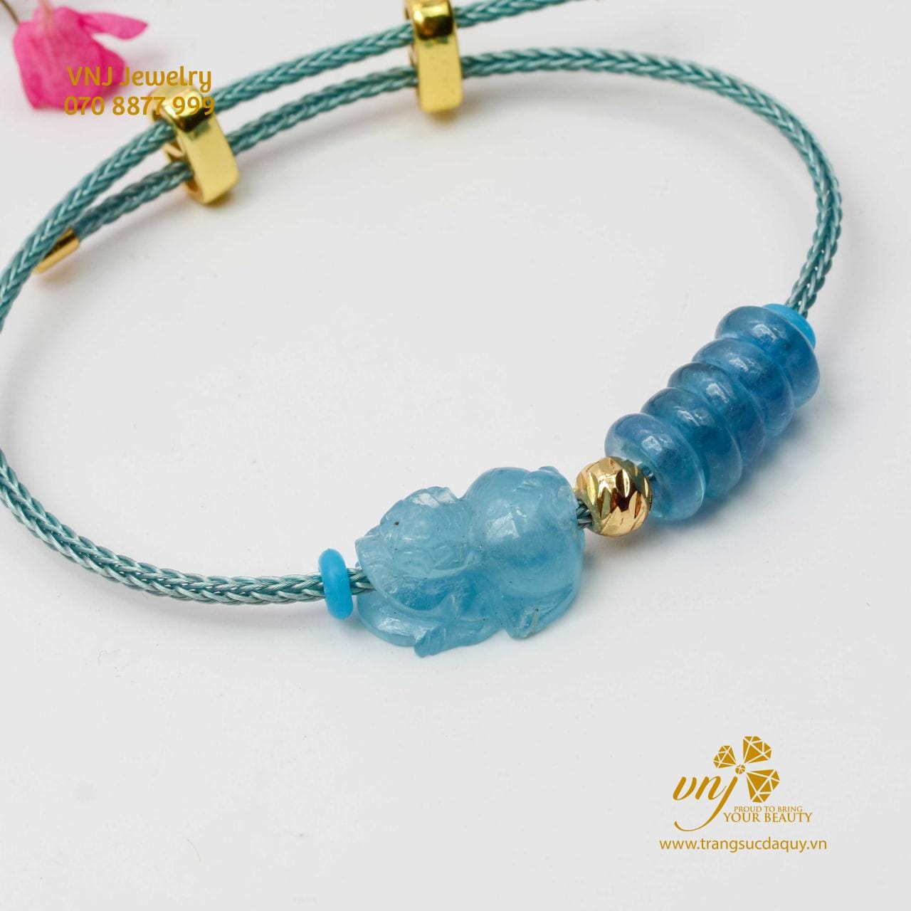 Vòng Tay Tỳ Hưu Mix Đồng Điếu Aquamarine (3)