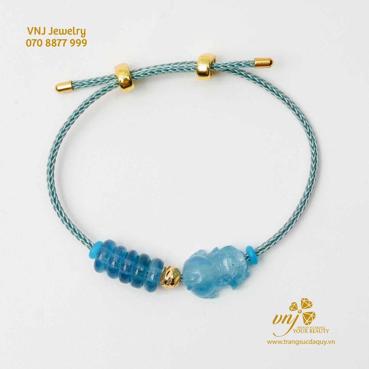 Vòng Tay Tỳ Hưu Mix Đồng Điếu Aquamarine (4)