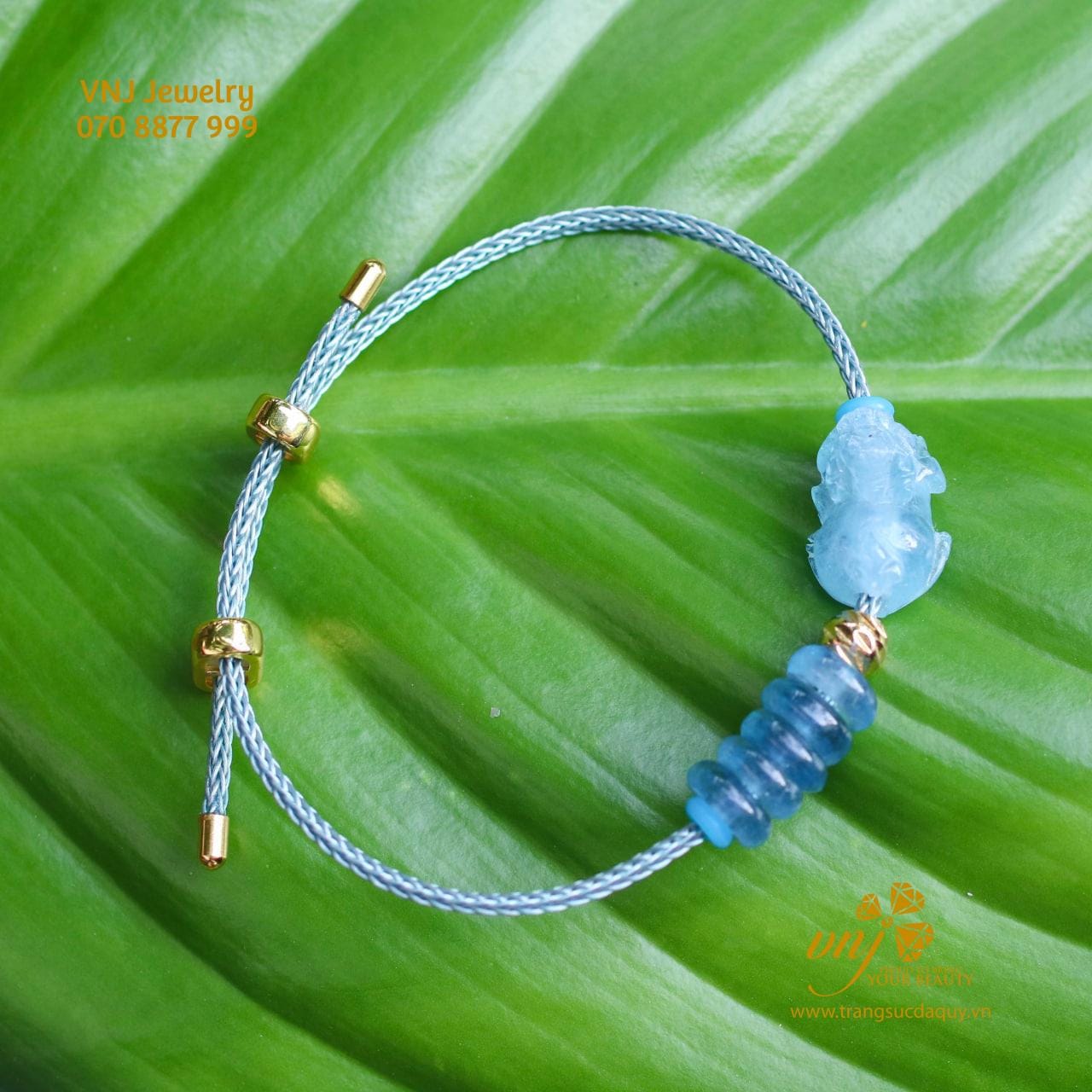 Vòng Tay Tỳ Hưu Mix Đồng Điếu Aquamarine (5)