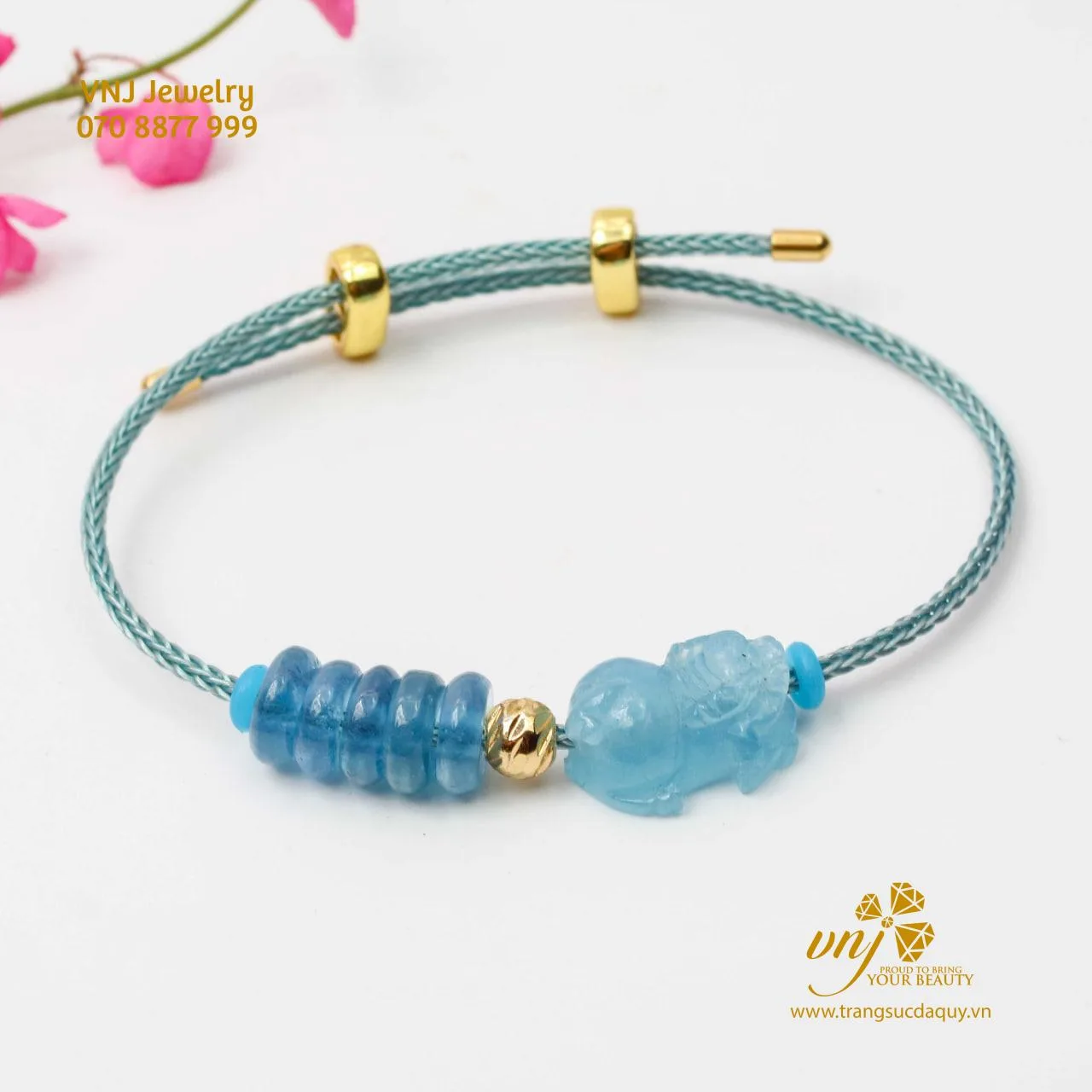 Vòng Tay Tỳ Hưu Mix Đồng Điếu Aquamarine (6)