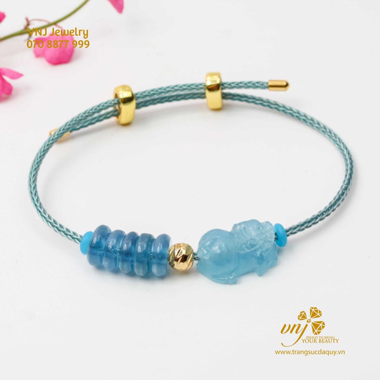 Vòng Tay Tỳ Hưu Mix Đồng Điếu Aquamarine (6)