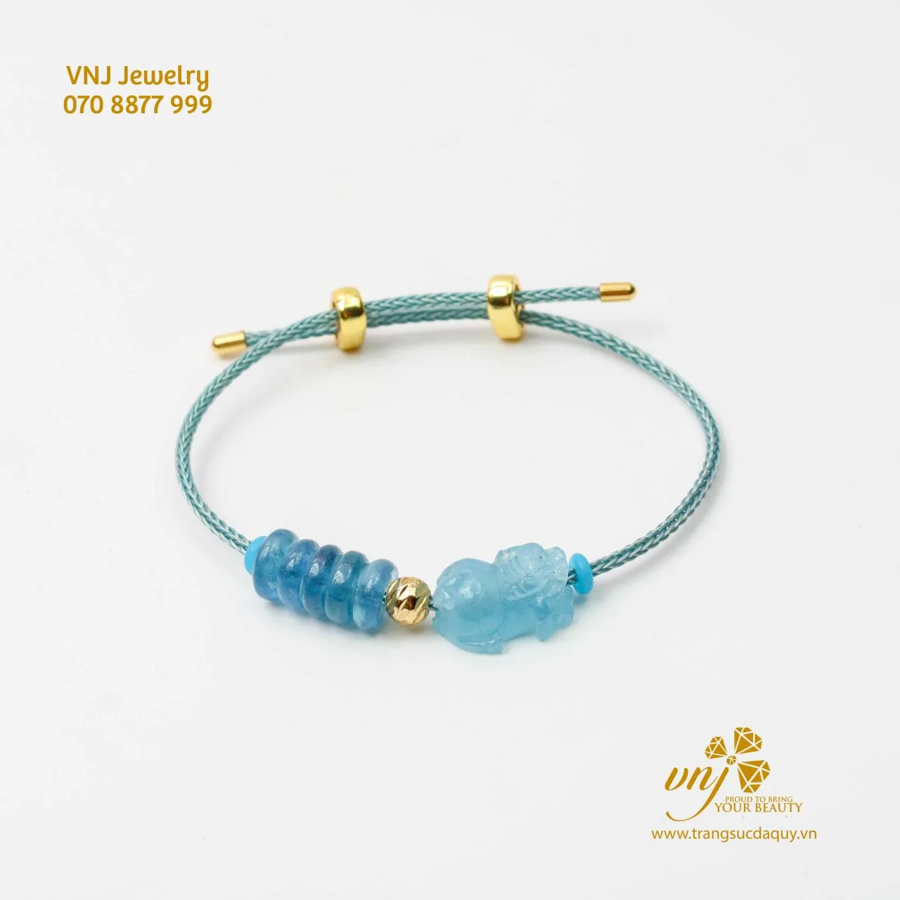 Vòng Tay Tỳ Hưu Mix Đồng Điếu Aquamarine (7)