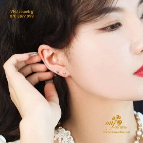 Bông Tai Cỏ 4 Lá đá Thiên Nhiên (10)