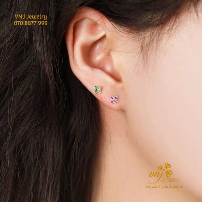 Bông Tai Cỏ 4 Lá đá Thiên Nhiên (11)