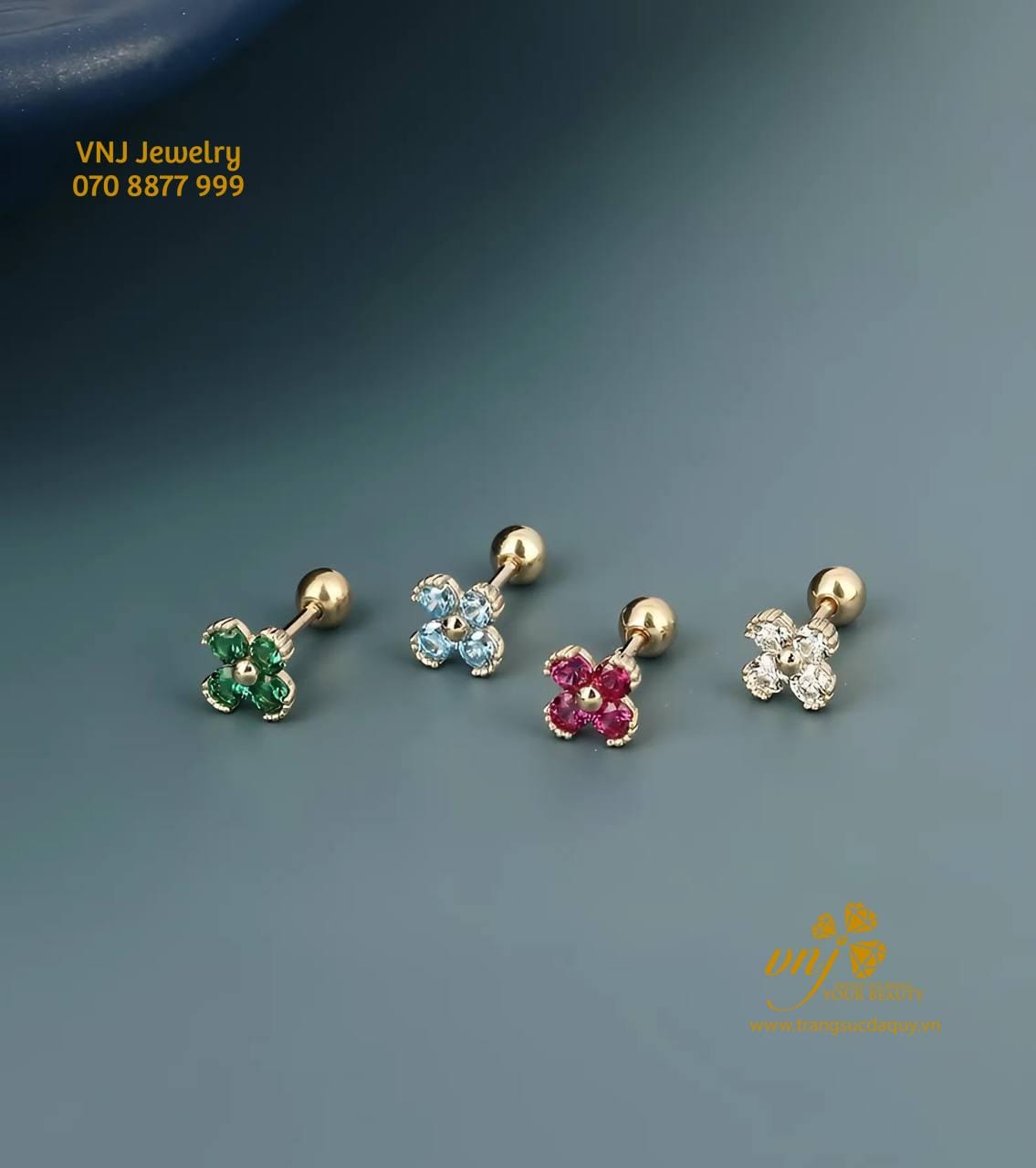 Bông Tai Cỏ 4 Lá đá Thiên Nhiên (16)