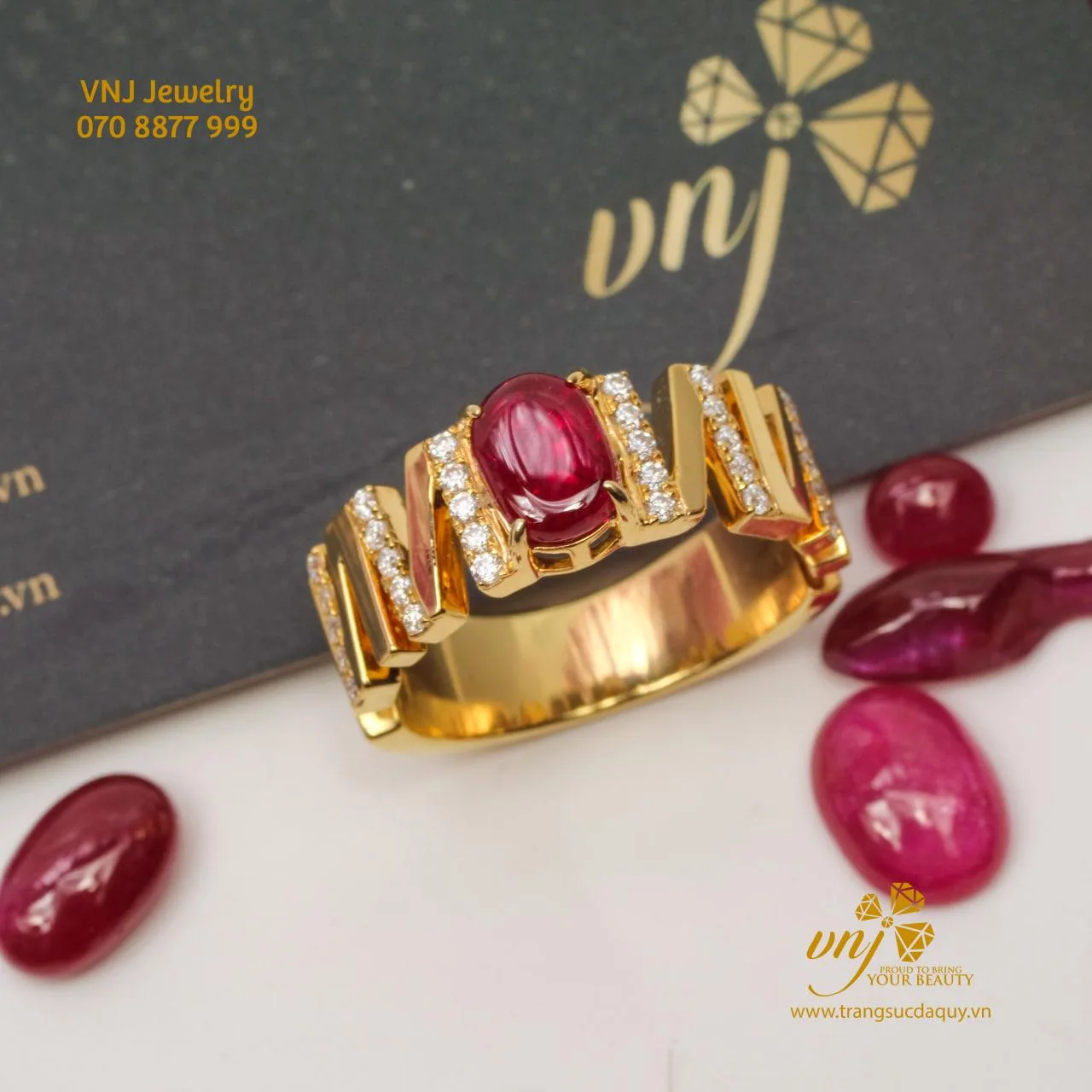 Nhẫn Đá Ruby Thiên Nhiên Unisex NWR16