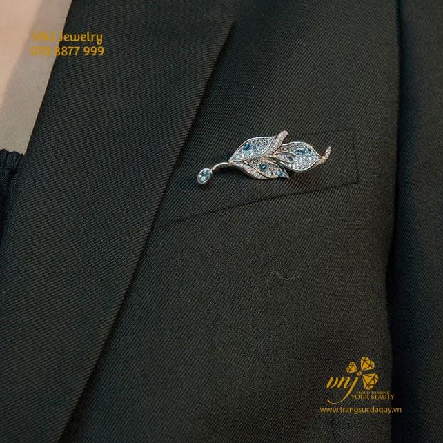 Cài Áo Hình Lá Đính Đá CF40